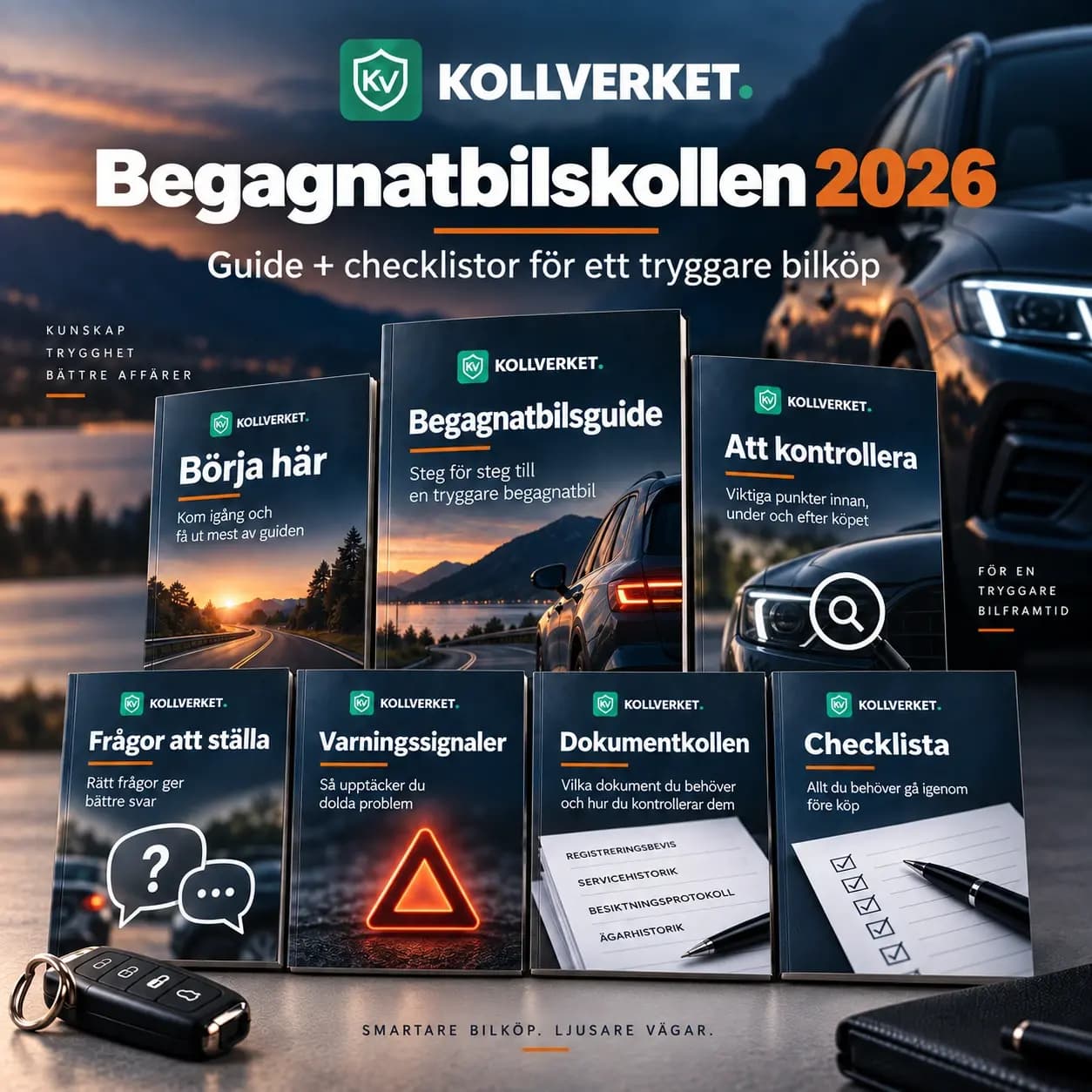 Begagnatbilskollen 2026 från Kollverket med guide, checklistor och kontroller inför köp av begagnad bil